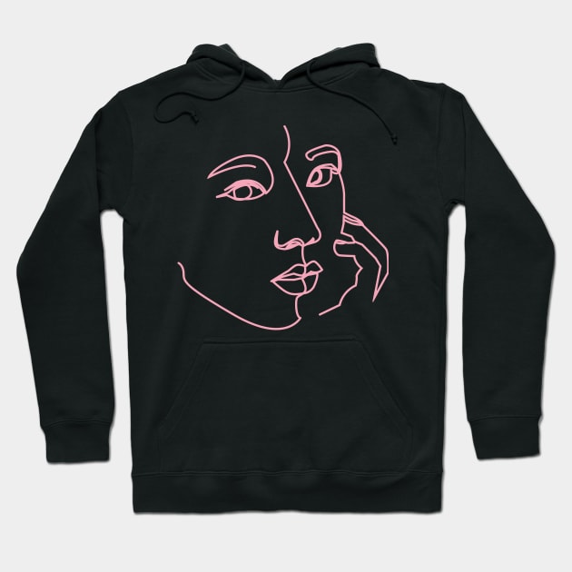 One Line Digital Art - Black pink Hoodie by Teephical